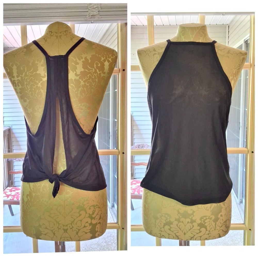 F21 sheer black mesh sporty relaxed fit tank top one size
